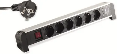 Image de S-CONN 60318 Intérieur Sorties 6AC 1.5m Noir - Gris Rallonge (60318)