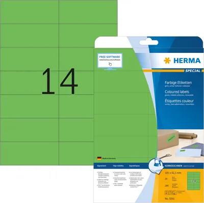 Produktbild von Etiketten grün 105x42,3mm Special A4 VE=32x280 Stück