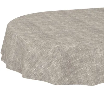 Tischdecke abwischbar in Grau mit Leinendesign 140 x 180 cm oval Schnittkante, Hauptbild