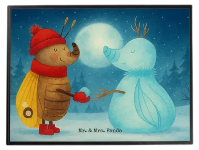 Produktbild von Mr. & Mrs. Panda schreibtischunterlage Nachtfalter Schneemann Design - Weiß - Geschenk, tischpad, Weihnachtsgruß, Weihnachten, bastelunterlagen, malunterlagen, Winter