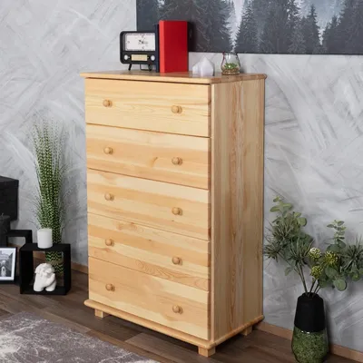 Produktbild von Kommode Kiefer massiv Vollholz natur 020 - Abmessung 122 x 80 x 47 cm (H x B x T)