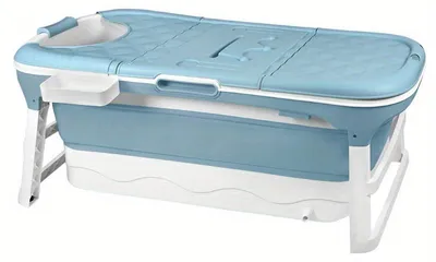 Imagen del producto de Bañera plegable – Bañera plegable – Bañera móvil con rodillos de masaje y una práctica plataforma de almacenamiento