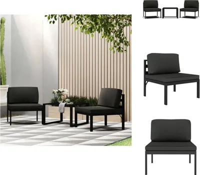 Produktbild von vidaXL 3-tlg. Garten-Sofagarnitur mit Kissen Aluminium Anthrazit -  Gartenmöbel-Sets