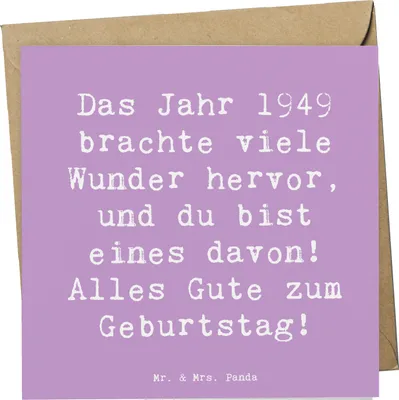 Produktbild von Mr. & Mrs. Panda Glückwunschkarte Spruch 1949 Geburtstag Wunder - Lavendeltraum - Geschenk, magische Momente, anlasskarte, Lächeln, faltkarte, Glückwunsch, Jubiläum