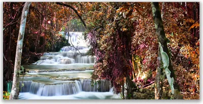Produktbild von Glasbilder 140x70 Wandbild Druck auf Glas Wasserfall Wald Natur