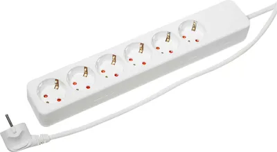 Obrázek produktu pro GEBRO prodlužovací kabel 106146, 6 zásuvek, s napájecím kabelem 1,5 m, bílý