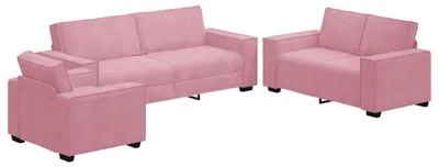 Produktbild von vidaXL 3-tlg. Sofagarnitur mit Kissen Rosa Samt