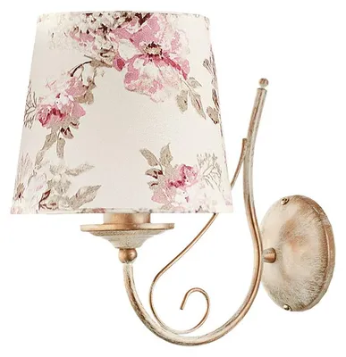 Produktbild von JUPITER Wandleuchte SARA Landhausstil 1-flammig E27 Beige Rosa Stoff Blumen Stahl Metal