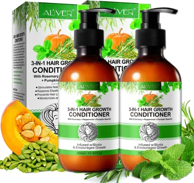 Produktbild von Conditioner 3-in-1 Rosmarin Minze Kürbis Öl Haarspülung Haarpflege mit Biotin, 2x 300ml