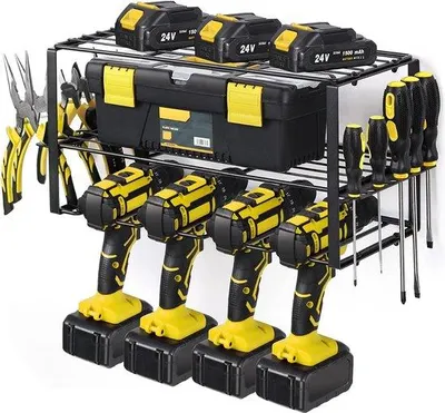 Image de Étagère métallique, fixation murale, garage, rangement pour outils, robuste, bien organisée, 50 x 30 cm