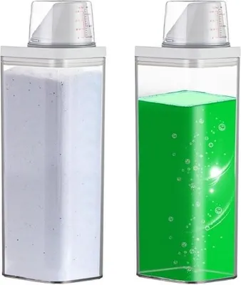 Zdjęcie produktu dla Dozownik detergentu z miarką - 1900 ml - 2 sztuki - hermetyczny - pojemnik do przechowywania proszku do prania - pojemnik do przechowywania - pojemnik dozujący