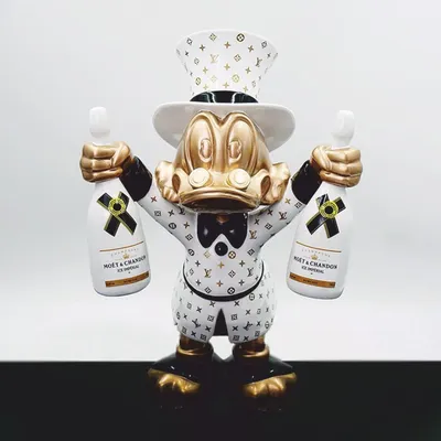 Produktbild von Casa Padrino XXL Deko Skulptur Ente Weiß / Gold / Schwarz H. 170 cm - Große Deko Figur