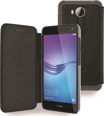 Produktbild von Azuri Buchhülle mit Magnetverschluss - Schwarz - für Huawei Y6 2017