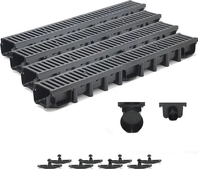 Produktbild von 4m Entwässerungsrinne Belastungsklasse C250, 98mm Gußrost komplett SET