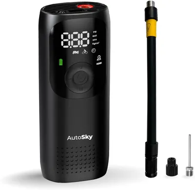 Productafbeelding van AutoSky Bandenpomp met LED-Zaklamp en Powerbank – Draagbare Luchtcompressor voor Auto, Fiets en Motor