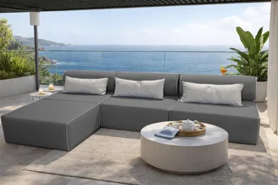 Produktbild von TRADA Gartensofa lounge set Bali M Dunkel Grau Wasserabweisend Stoff Modern Design Ecksofa