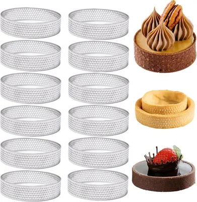 Produktbild von 12 Stück Mousse Tartelette Förmchen Dessert Mousse Ring Mit Löchern