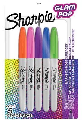 Produktbild von Sharpie – Filzstift, dh Glampop, fein sortiert, Blisterpackung mit 5 Stück
