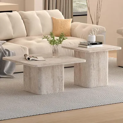 Image de Stozy Ensemble de tables basses Roslin Travertin