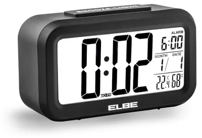 Obrázok produktu pre ELBE RD-668, Digitálny budík, Obdĺžnik, Čierna, 12 / 24h, °C, LCD