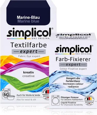 Produktbild von Simplicol Textilfarbe expert Marine-Blau 150g & Farb-Fixierer Expert 90ml