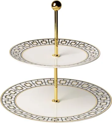 Produktbild von Villeroy & Boch 1044837880, Kuchenplatte, Porzellan, Schwarz, Gold, Weiß, Rund, 27,5 cm, 270 mm