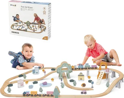 Immagine prodotto di VIGA PolarB Sottobicchiere in legno per bambini.Binario del treno 90 elementi