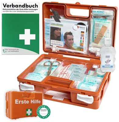 Produktbild von Erste-Hilfe-Koffer M1 für den Betrieb nach aktueller DIN/EN 13157 incl. Verbandbuch & Hygiene-Gel