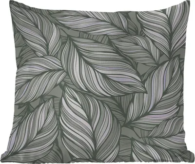 Produktbild von MuchoWow® Outdoor Kissen - Blumen - Illustration - Schwarz - Weiß - 40x40 cm - Wetterfest - Lounge Kissen - Kopfkissen - Interieur - Polster mit Bild