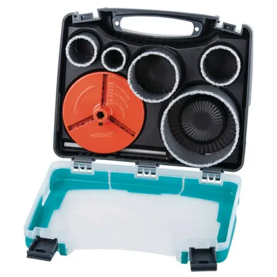 Obrázok produktu pre wolfcraft GmbH 3464000, Set, Vŕtačka, Tehla, Sadrokartón, Kachlička, Červená, Nerezová oceľ, karbid volfrámu – povrch, 5,5 cm