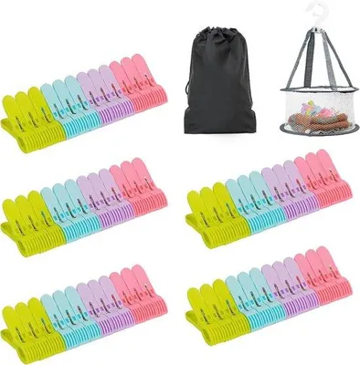 Produktbild von Wäscheklammern Set mit 48 bunten Klammern - starke Griffkraft und Antirutschdesign