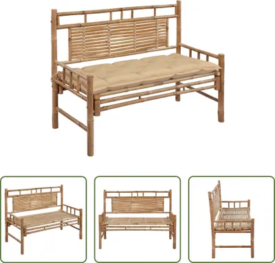 Produktbild von The Living Store Gartenbank mit Auflage 120 cm Bambus