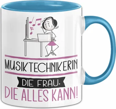 Produktbild von Musiktechnikerin Geschenk Tasse Becher Die Frau Die Allen Kann Geschenkidee für eine Musiktechnikerin Lustig (Blau)