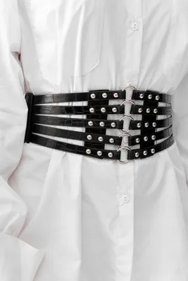 Immagine prodotto di Cintura corsetto da donna Cintura elastica Cintura a vita larga Cintura in vita, nero/75-85 cm