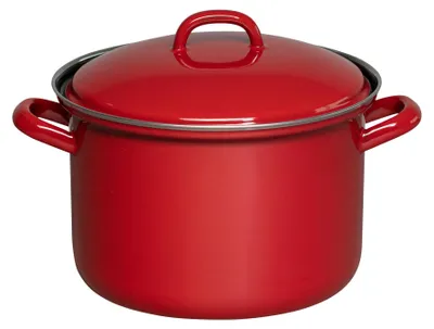Bratpfanne mit Deckel 20 cm, 3,5 l, rot, Emaille