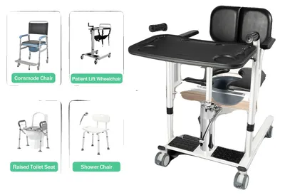 Produktbild von Patientenlift-Transferstuhl, hydraulischer Lift, freistehendes Design, schwarz