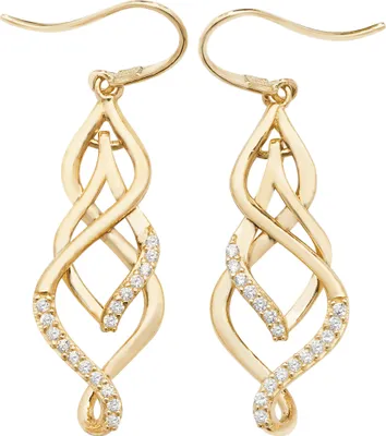 Produktbild von Elegante 9 Karat (375) Gold Damen - Paar Ohrringe mit Zirkonia - 27mm*10mm; TRS27187