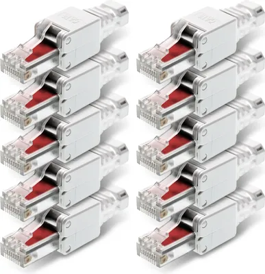 Produktbild von 10x Cat6 Netzwerkstecker Netzwerk Stecker RJ45 Cat7 Cat5 LAN Kabel werkzeuglos