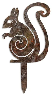 Image de Décoration de jardin Écureuil en métal multicolore 44 x 23 cm peint à la main