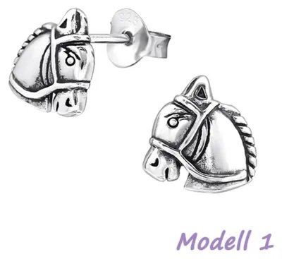 Produktbild von Kinder-Ohrstecker: 925 Silber Ohrringe „Pferd“ Modell 1