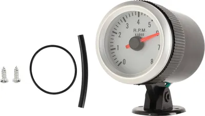 Obrázek produktu pro 2palcový otáčkoměr LED 52 mm, červený ukazatel, bílý číselník, podsvícení pro benzínová vozidla s 1, 4, 6 nebo 8 válci