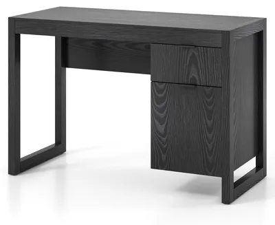 Obrázek produktu pro Černý počítačový stůl s úložnou skříňkou, 112 cm