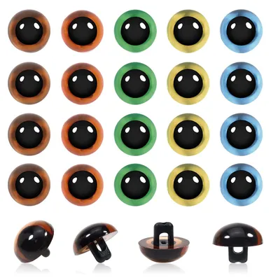 Näh-Augen 20 Stück 12 mm gemischte Farben Plastik