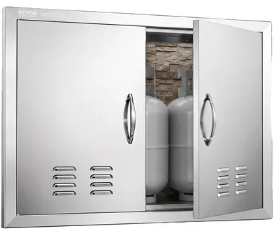 Obrázok produktu pre Prístupové dvierka na gril VEVOR, 762 x 533 mm, Dvojité dvierka do vonkajšej kuchyne, Dvierka z nehrdzavejúcej ocele na zapustenie, Vertikálne nástenné dvierka s držadlami a vetracími otvormi, pre grilovací ostrovček, grilovaciu stanicu, vonkajšiu skrinku