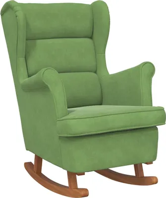 Image de vidaXL Chaise à bascule avec pieds en bois massif vert clair velours