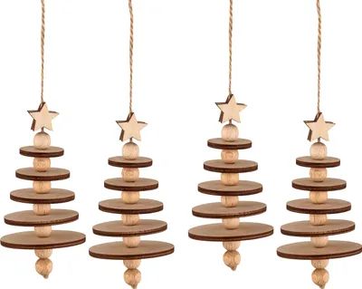 Produktbild von Bastelset Holz Baum-Anhänger, 4 Stück