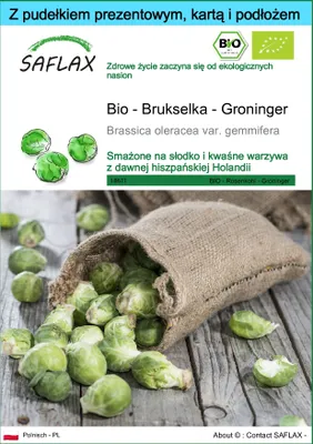 Zdjęcie produktu dla SAFLAX - Zestaw prezentowy - Bio - Brukselka - Groninger - 30 Nasiona - Z pudełkiem upominkowym, etykietą wysyłkową, kartą podarunkową i podłożem uprawowym - Brassica oleracea var. gemmifera