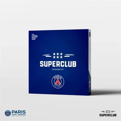 Produktbild von Superclub PSG Manager Kit Erweiterung Fussball Brettspiel Paris Saint-Germain mit Manager-Ordner Notizbuch und Club-Block Englisch Französisch