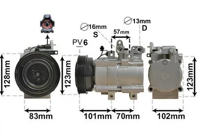 Produktbild von VAN WEZEL 8200K219 HS18 Klimaanlage Klimakompressor PAG 46 R134a für HYUNDAI TUCSON (JM) für KIA SPORTAGE (JE, KM)