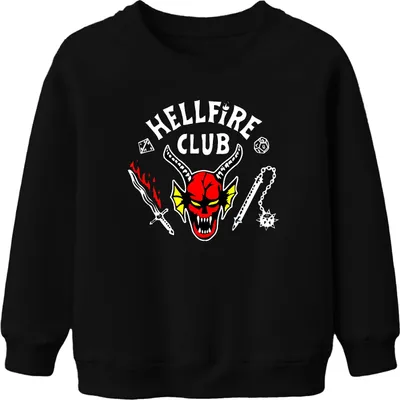 Produktbild von HELLFIRE CLUB Dämon Schädel Hörner D20 Flammenschwert Rollenspiel Uni Kinder Sweatshirt Pullover, Schwarz, 152